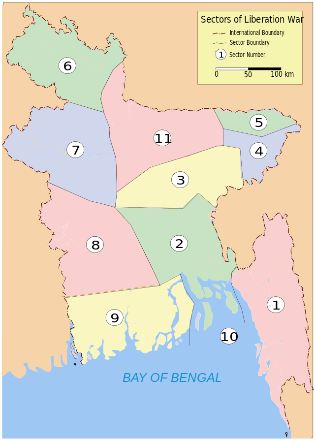 Bangladesh war sectors map